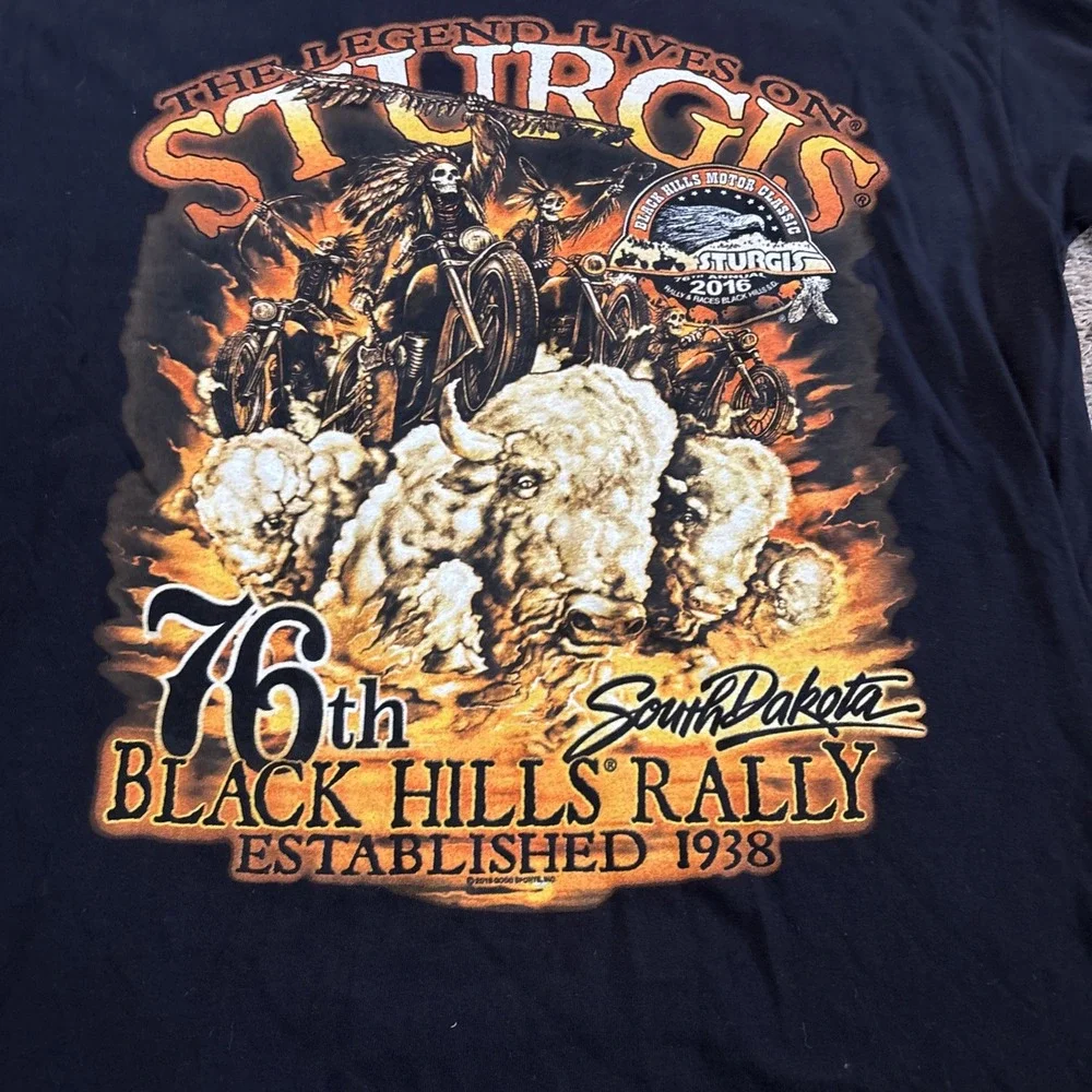 2016 STURGIS Mount Rushmore Double Sided Motor Cycle Rally Large Tee Shirt T - Picture 2 of 5